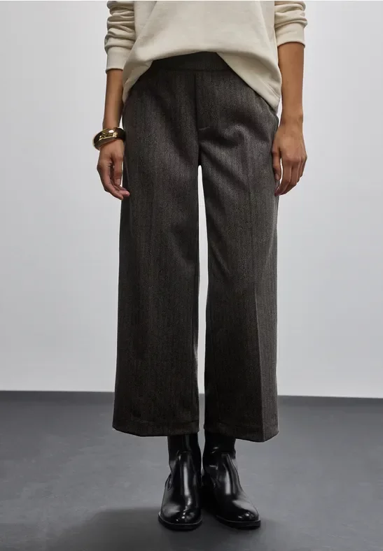 Street One Frauen Culotte mit Fishbone Muster in Braun, Gr: 44