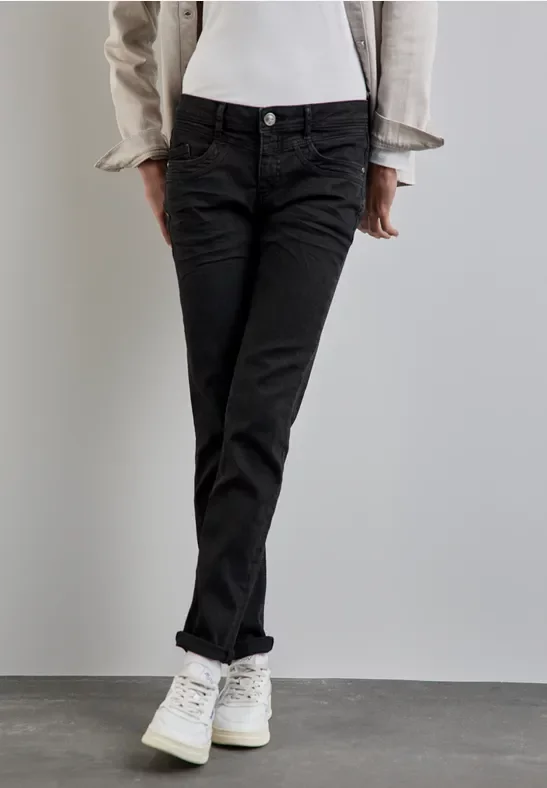 Street One Frauen Jeans Casual Fit in Schwarz, Gr: 36