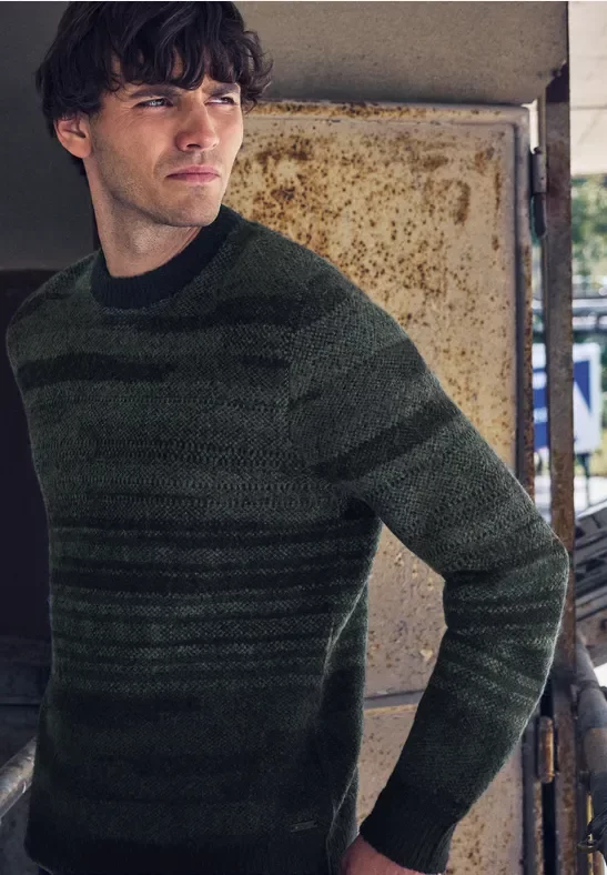 Street One MEN Männer Softer Jacquard Pullover in Schwarz, Gr: L