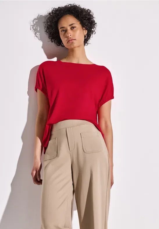 Thumbnail - Street One Frauen Shirt in Unifarbe in Rot, Gr: 34