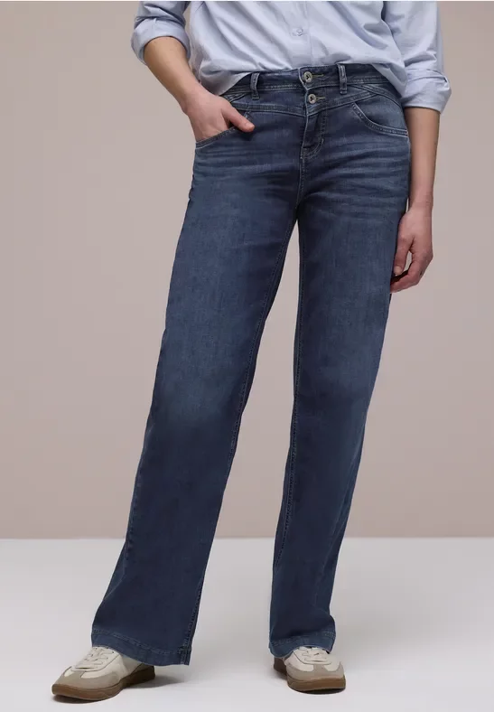 Street One Frauen Wide Leg Jeans in Blau, Gr: 26