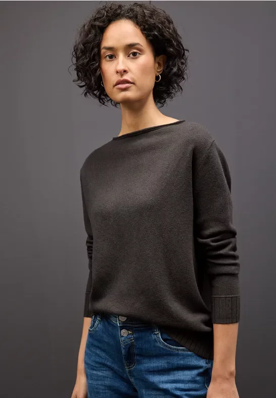 Street One Frauen Basic Pullover in Braun, Gr: 40