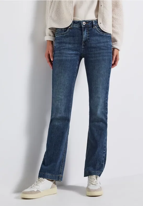 Street One Frauen Bootcut Jeans in Blau, Gr: 32