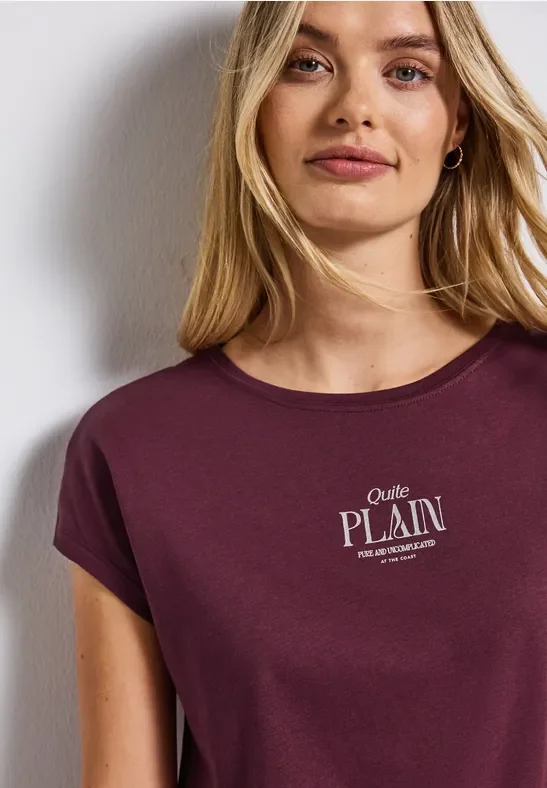 Thumbnail - Street One Frauen Basic Shirt mit Wording in Rot, Gr: 44