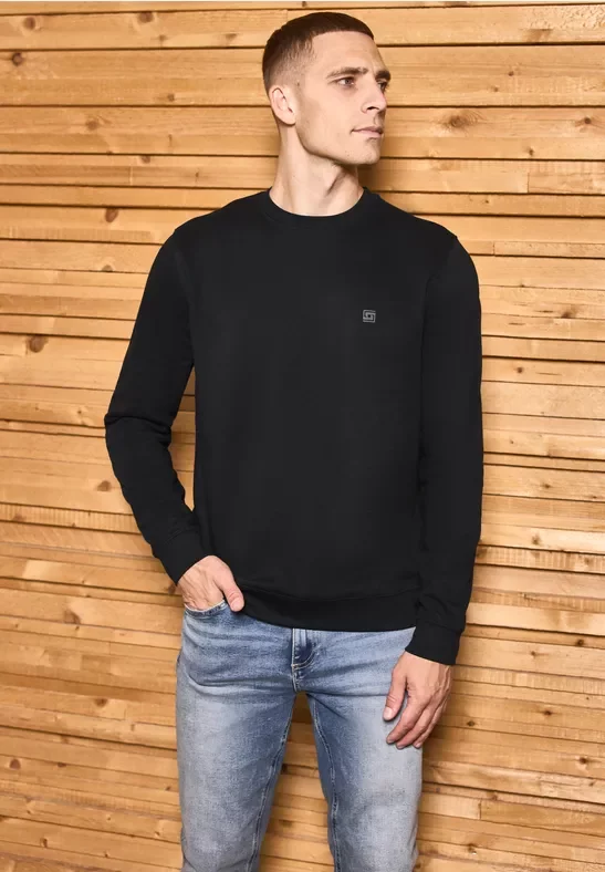 Thumbnail - Street One MEN Männer Crewneck Sweatshirt in Schwarz, Gr: S