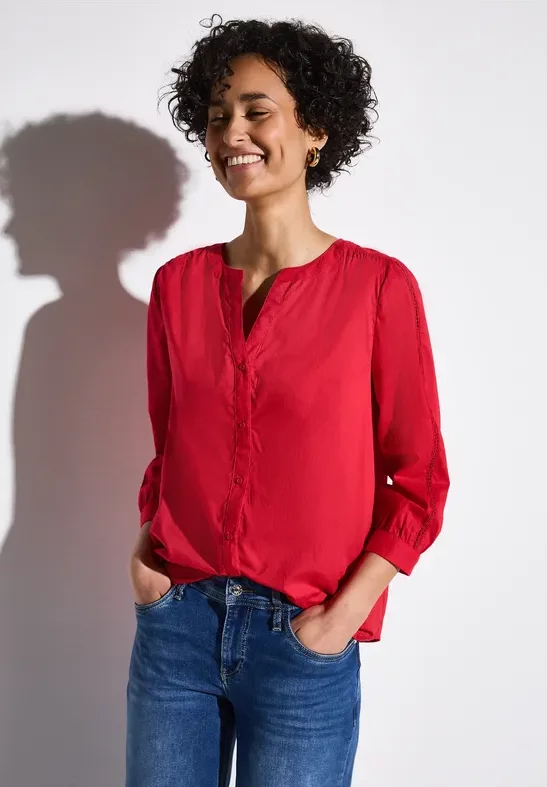 Thumbnail - Street One Frauen Bluse mit Tapedetails in Rot, Gr: 34