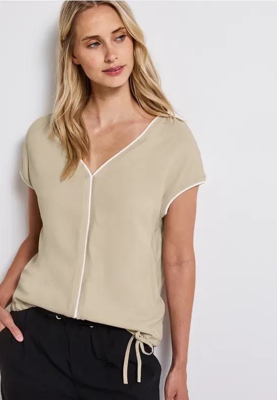 Street One Frauen Shirt mit Tunnelzug in Beige, Gr: 44