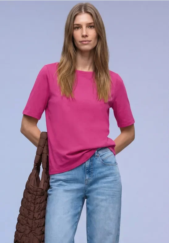 Street One Frauen Basic T-Shirt in Pink, Gr: 40