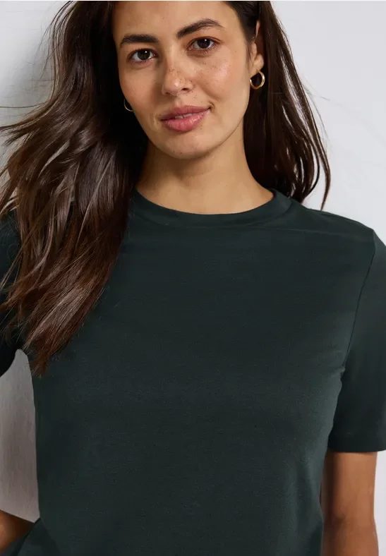 Street One Frauen Basic Shirt mit Turtleneck in Grün, Gr: 46