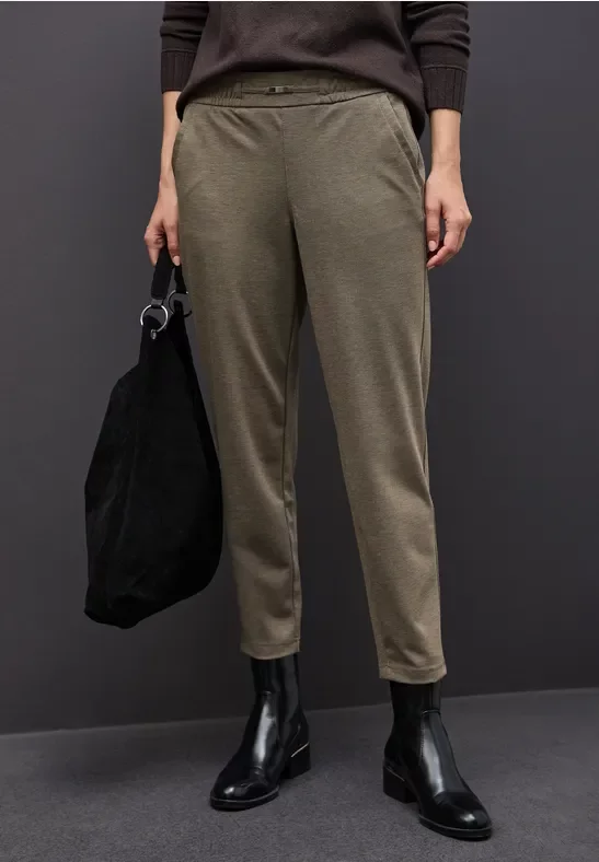 Thumbnail - Street One Frauen Melange Hose mit Detail in Braun, Gr: 44