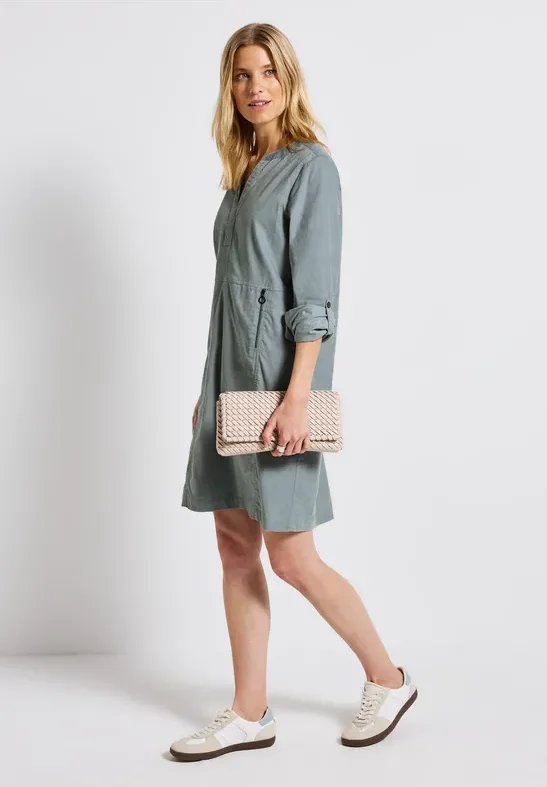 Thumbnail - Street One Frauen Cordkleid mit Split Neck in Blau, Gr: 44