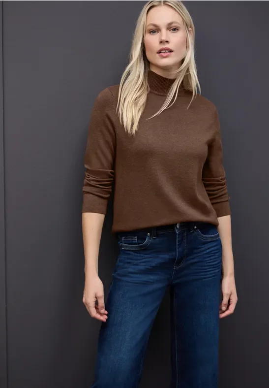 Street One Frauen Turtleneck Pullover in Braun, Gr: 46
