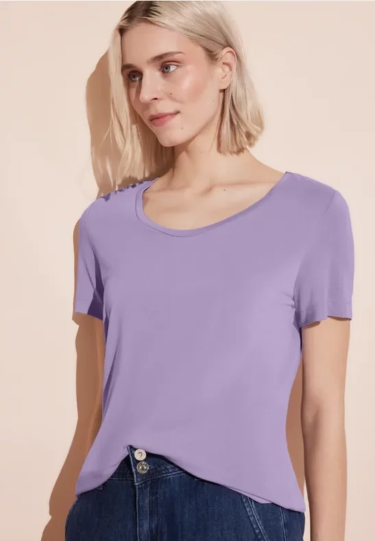 Street One Frauen Jersey T-Shirt in Lila, Gr: 34
