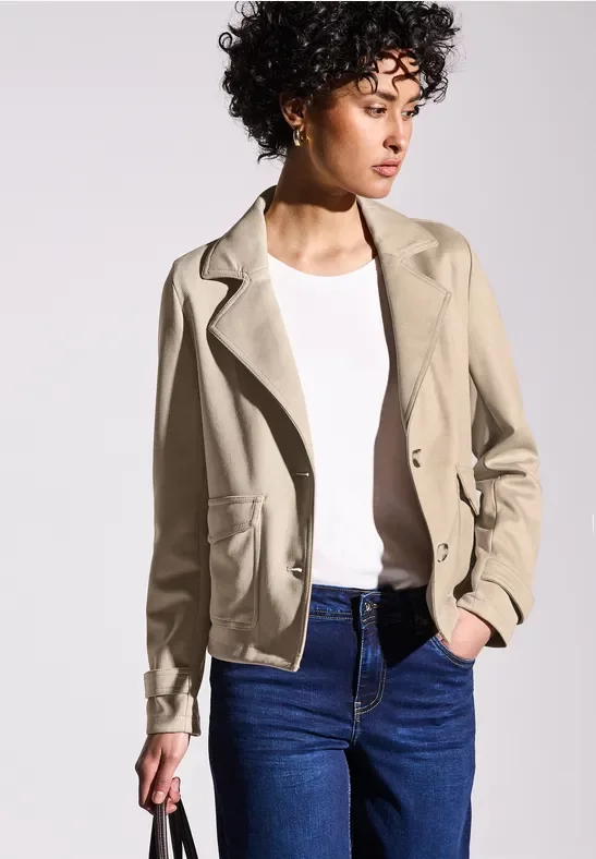 Street One Frauen Velours Jacke in Beige, Gr: 42