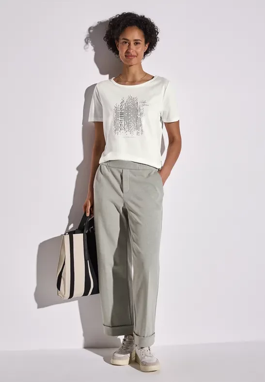 Street One Frauen T-Shirt mit Folienprint in Weiß, Gr: 44