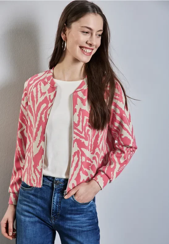 Street One Frauen Silk-Look Jacke mit Print in Rosa, Gr: 46