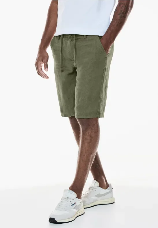 Street One MEN Männer Leinen Shorts in Grün, Gr: 30