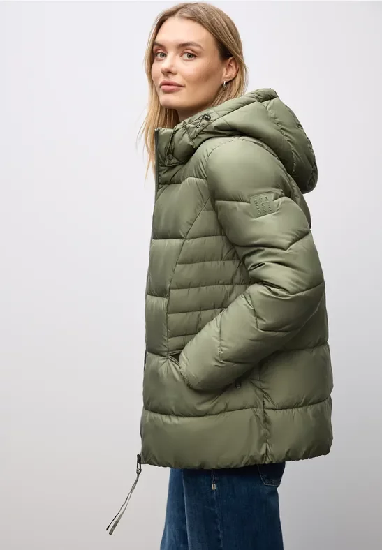 Street One Frauen Kurze Steppjacke in Grün, Gr: 36