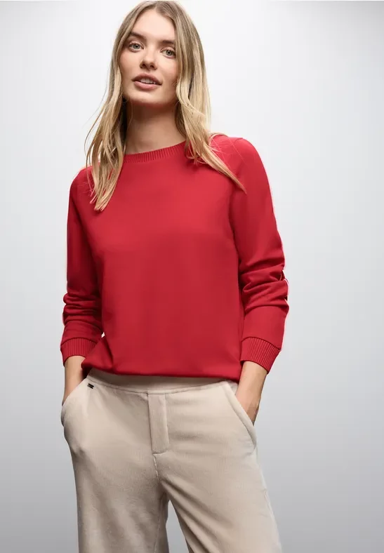 Street One Frauen Shirt mit Tape Details in Rot, Gr: 36