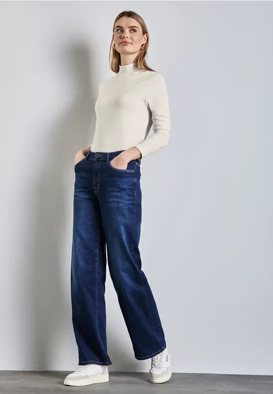 Thumbnail - Street One Frauen Shirt mit geraffter Schulter in Weiß, Gr: 44