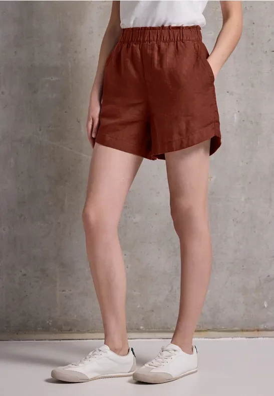 Street One Studio Frauen Paperbag Leinen Shorts in Braun, Gr: 34