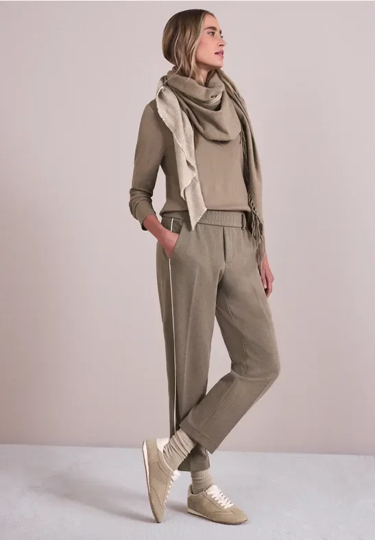 Street One Frauen Slim Leg Hose in Braun, Gr: 44