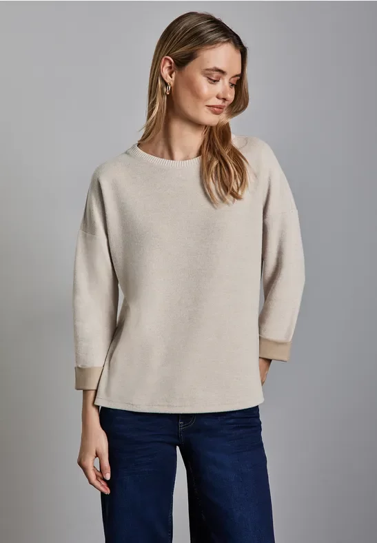 Street One Frauen Shirt im Melange-Look in Beige, Gr: 36