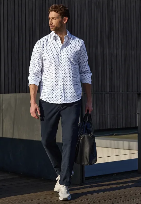 Street One MEN Männer Langarm Hemd in Popeline Qualität in Weiß, Gr: 3XL