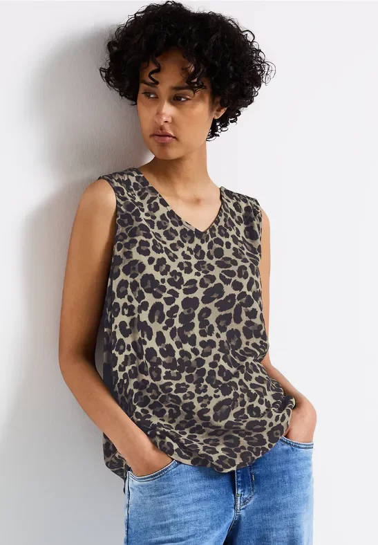 Thumbnail - Street One Frauen V-Neck Leo Blusentop in Schwarz, Gr: 40