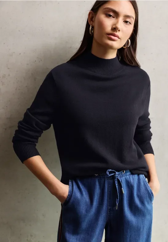 Street One Studio Frauen Turtleneck Pullover in Blau, Gr: 40