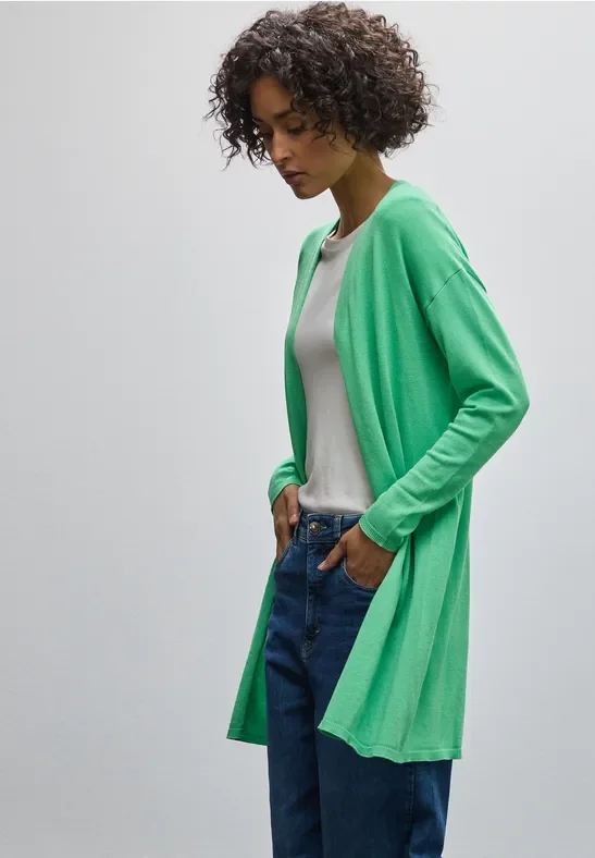 Street One Frauen Langer Cardigan in Grün, Gr: 46