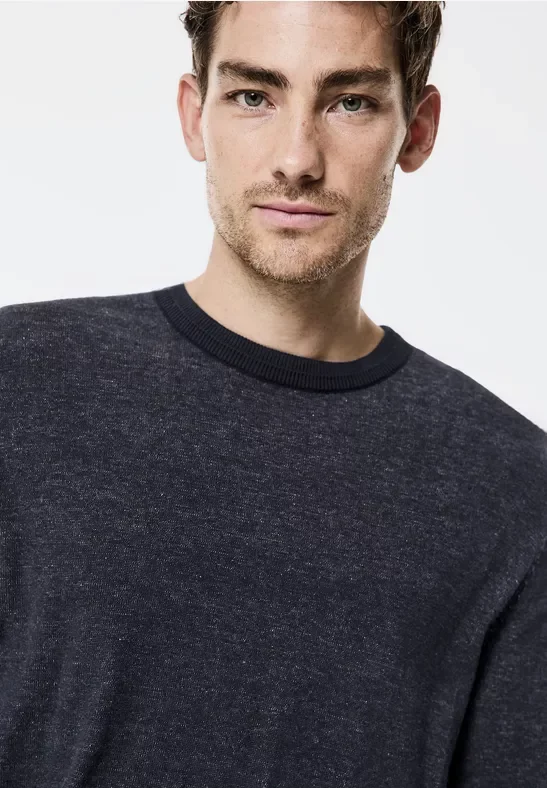 Street One MEN Männer Pullover in Two Tone Optik in Blau, Gr: XXL