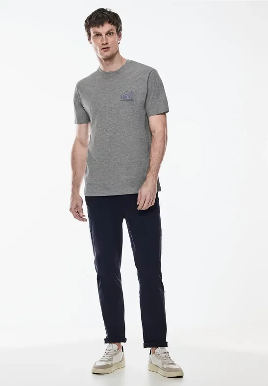 Street One MEN Männer T-Shirt mit Chestprint in Grau, Gr: M
