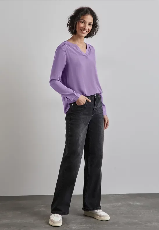 Street One Frauen Bluse in Unifarbe in Lila, Gr: 40