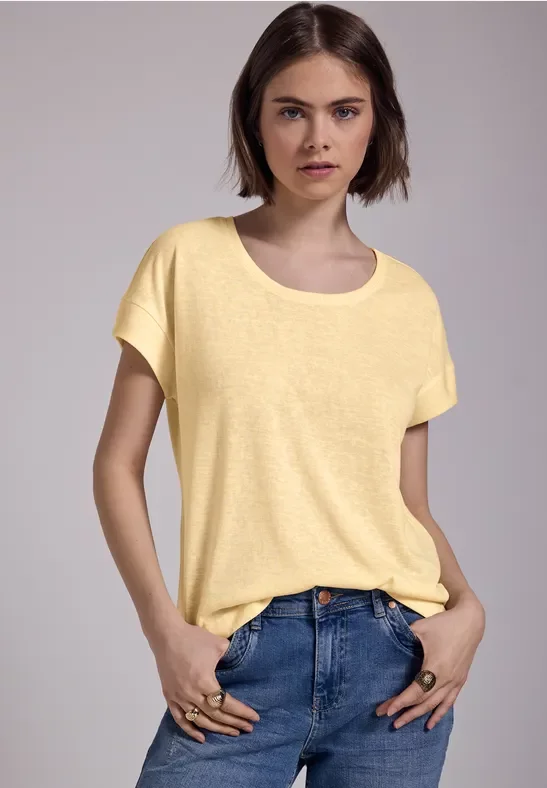 Street One Studio Frauen Leinen-Look Shirt in Gelb, Gr: 42