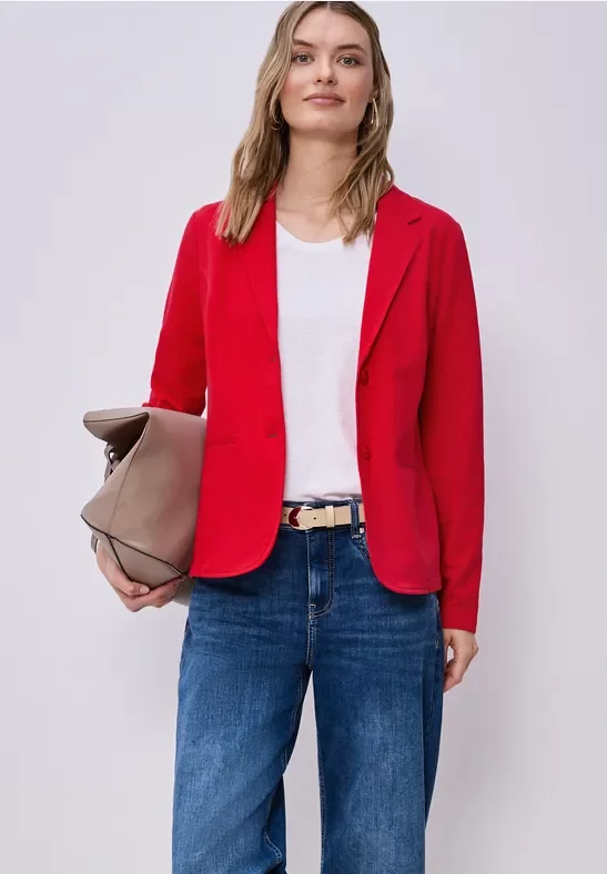 Street One Frauen Basic Blazer aus Jersey in Rot, Gr: 34