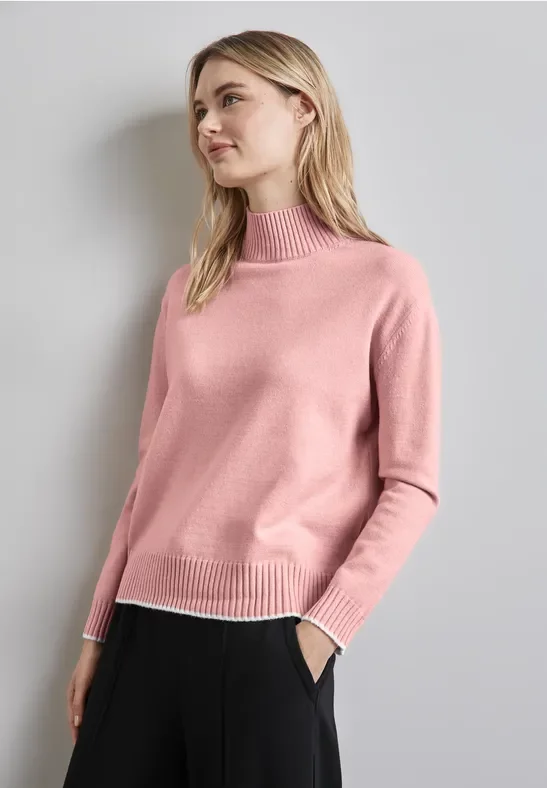 Street One Frauen Pullover mit Stehkragen in Rosa, Gr: 42