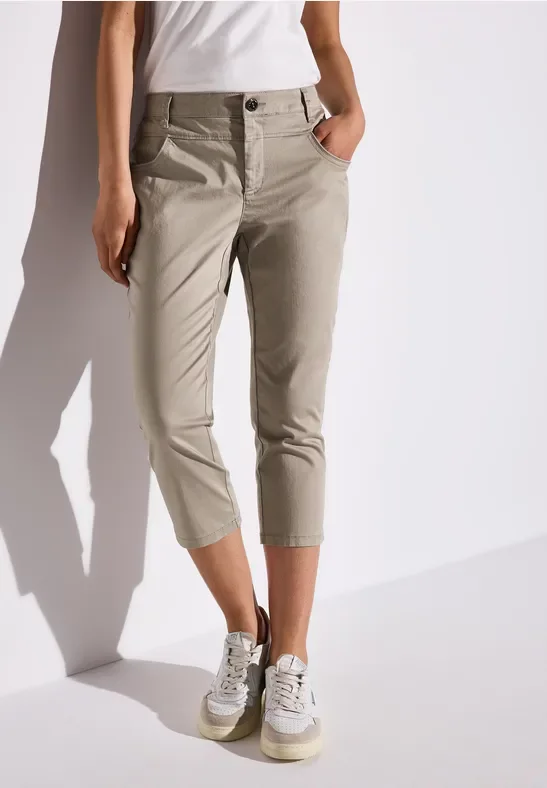 Street One Frauen Satin 3/4-Hose in Grau, Gr: 36