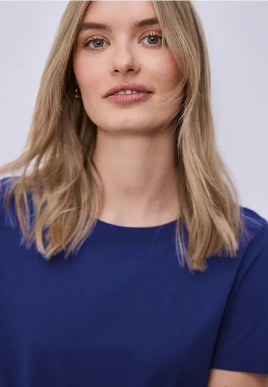 Street One Frauen Basic T-Shirt in Blau, Gr: 46