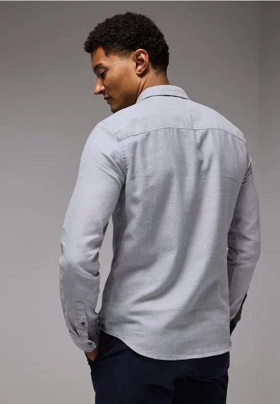 Street One MEN Männer Strukturhemd im Slim Fit in Grau, Gr: 3XL