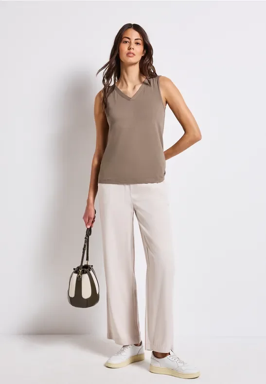 Street One Frauen V-Neck Top in Braun, Gr: 44