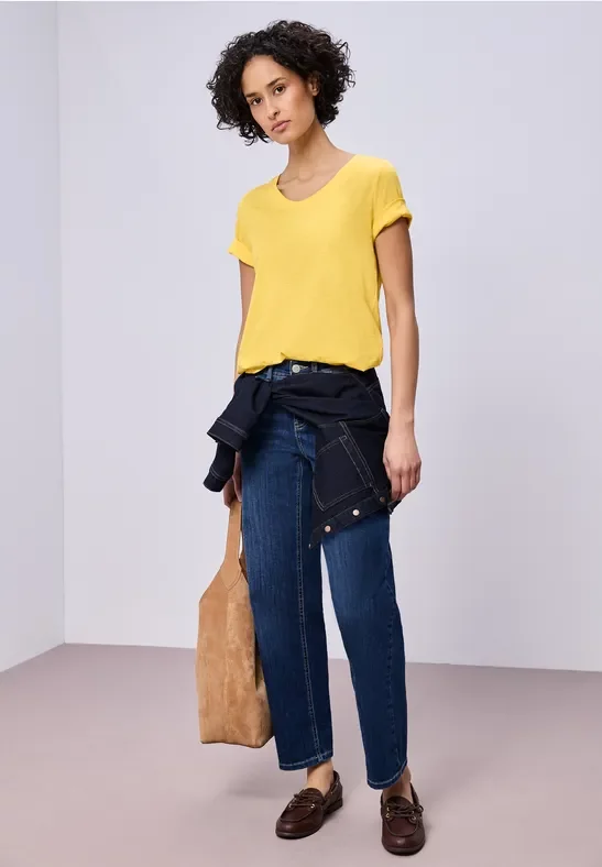 Street One Frauen Basic T-Shirt in Gelb, Gr: 42