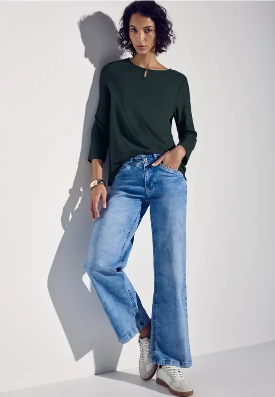 Street One Frauen Jersey Shirt in Grün, Gr: 36