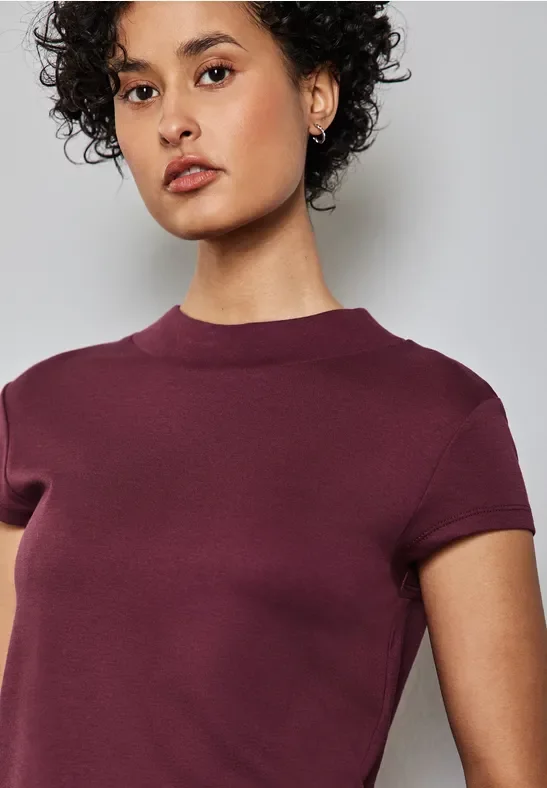 Thumbnail - Street One Frauen Turtleneck T-Shirt in Rot, Gr: 44
