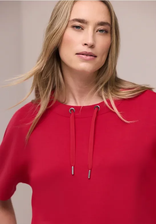 Street One Frauen Dropped Shoulder Shirt im Silk-Look in Rot, Gr: 44