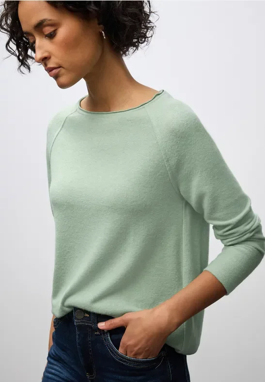 Thumbnail - Street One Frauen Softes Melange Shirt in Grün, Gr: 42