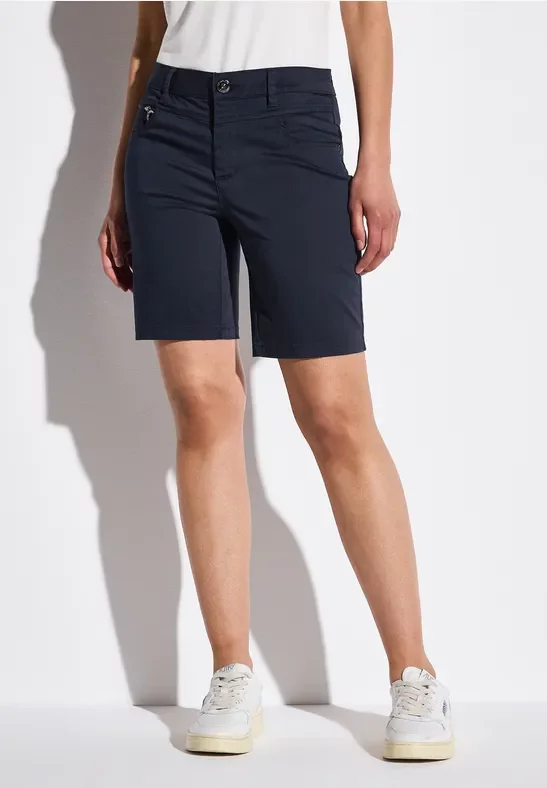 Street One Frauen Satin Bermuda mit Zipper in Blau, Gr: 38