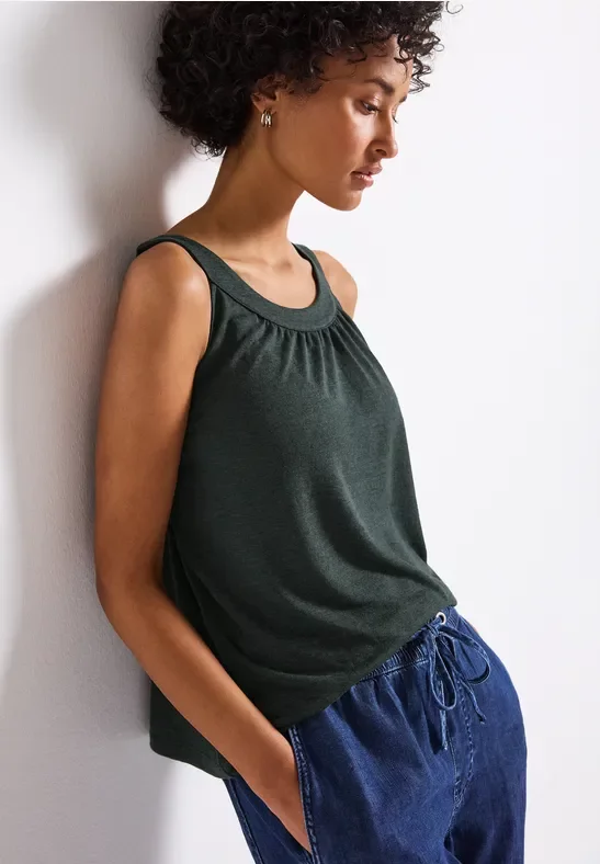Thumbnail - Street One Frauen Leinen-Look Sommertop in Grün, Gr: 46