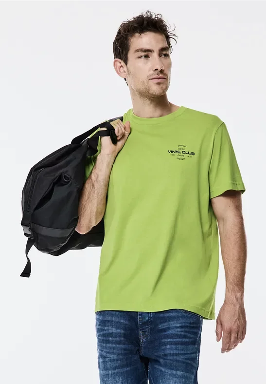 Street One MEN Männer Jersey mit Chestprint in Gelb, Gr: XL