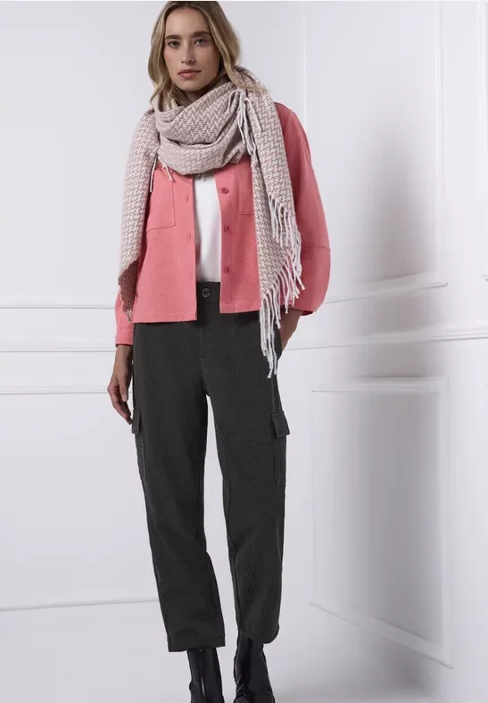 Street One Frauen Houndstooth Cargo Hose in Braun, Gr: 34